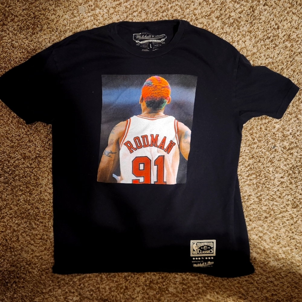 Mitchell & Ness Black Rodman Graphic Tee
